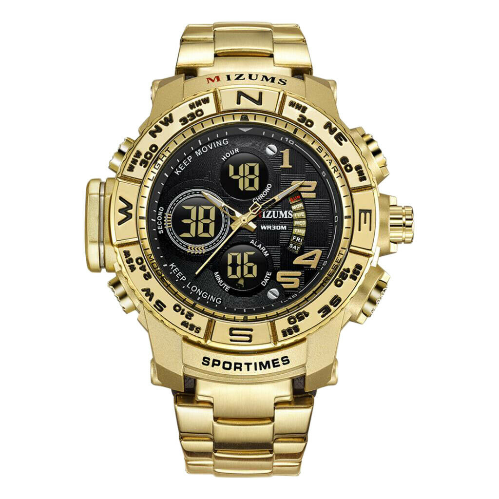 Men Fashion Wristwatch Waterproof Quartz Movement Luminous Golden
