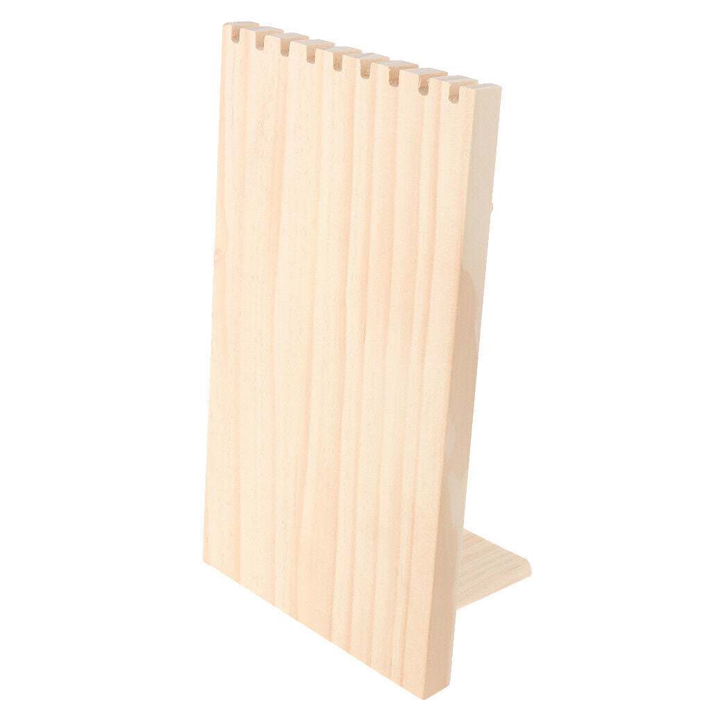 Unpainted Wooden Jewelry Display Hanging Stand Desktop Necklace Rack 9 Hooks