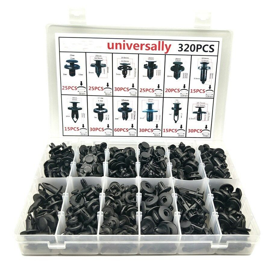 320Pcs Mixed Auto Fastener Clips Retainer Rivet Car Bumper Door Panel Fender