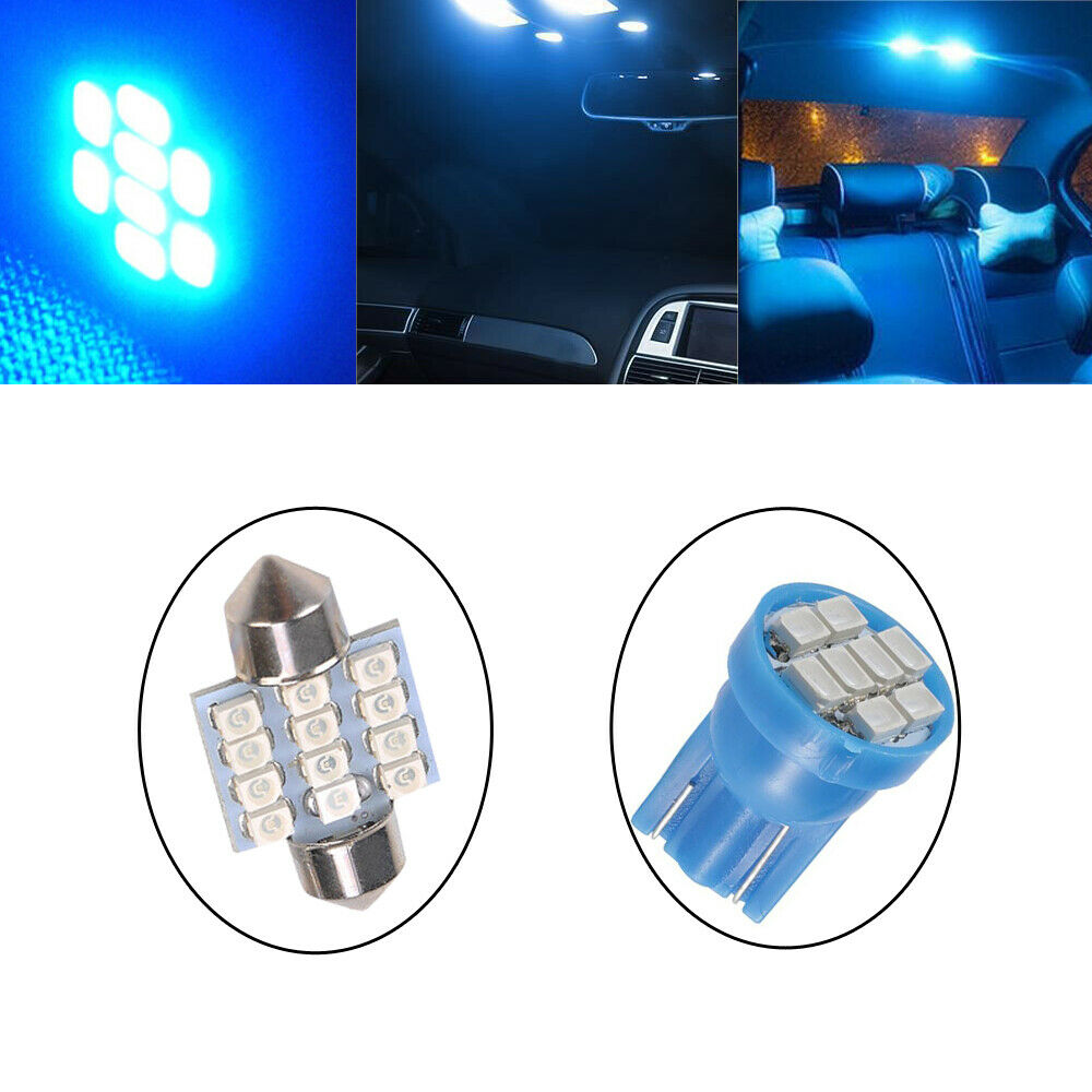 13Pcs LED Lights Interior Package Kit For Dome License Plate Lamp Bulb Blue
