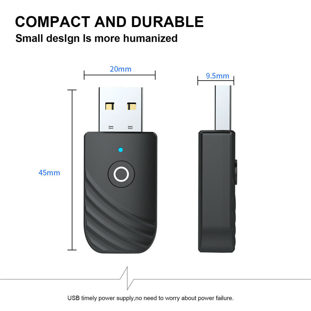 3 In 1 Bluetooth-5.0Audio Transmitter Receiver USB Adapter For TV PC Car Speaker