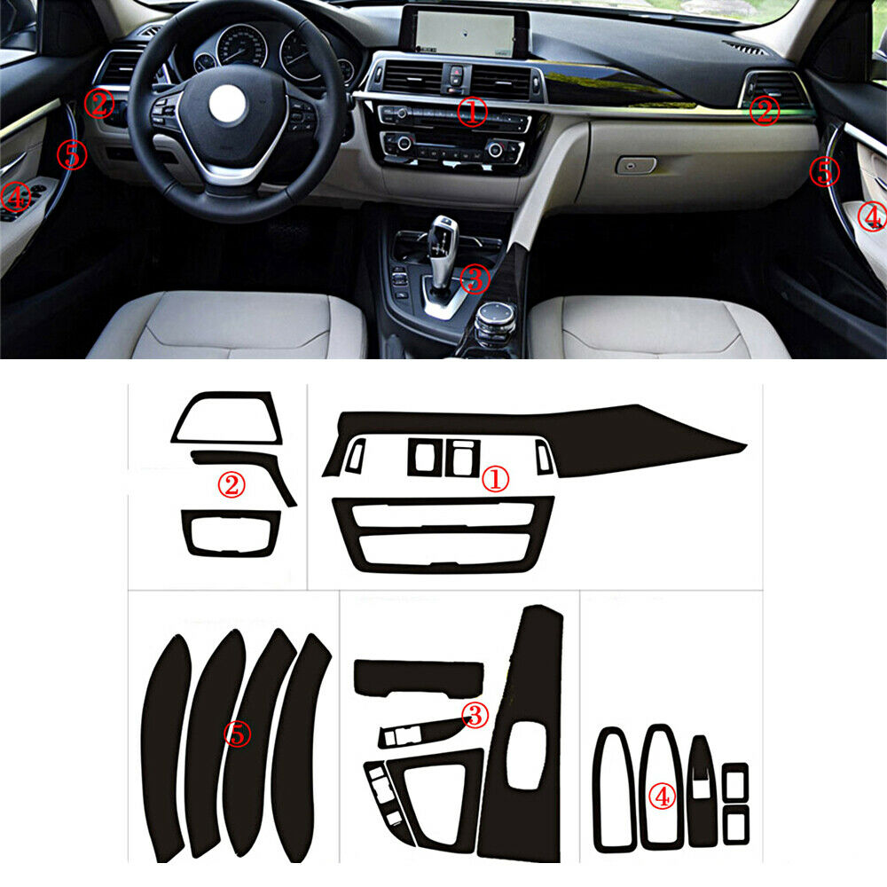 For BMW 3 Series F30 F31 Interior DIY Trim Stickers Matte Carbon Fiber Style