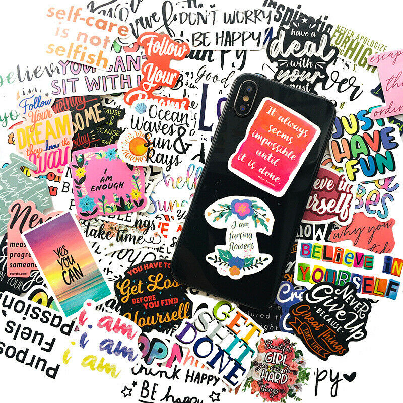 100pcs English Inspirational Text Stickers For Skateboard  Guitar Luggage Lap Kt