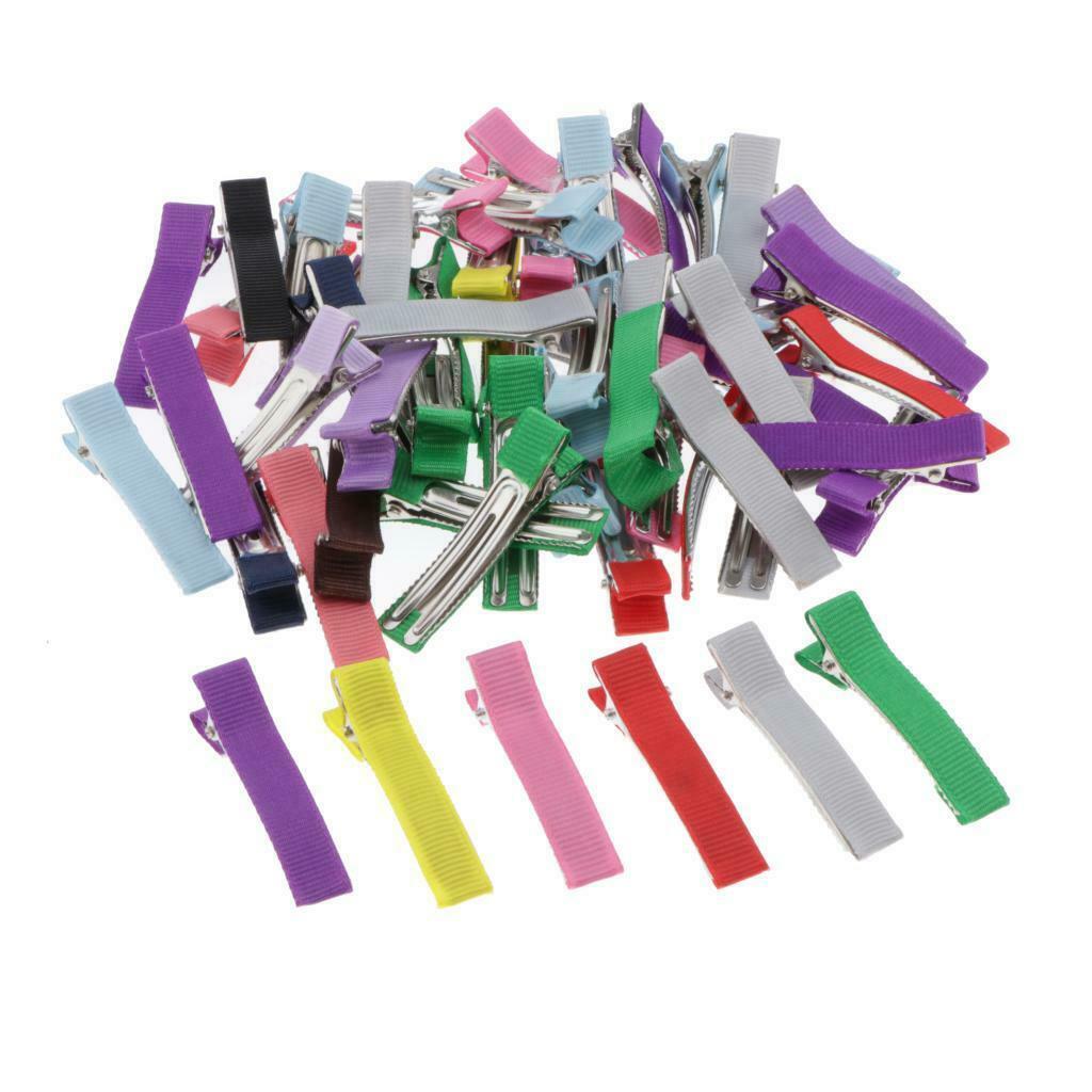 50x Colorful Alligator Clips Grils Women Hairclips DIY Bow Hair Jewelry
