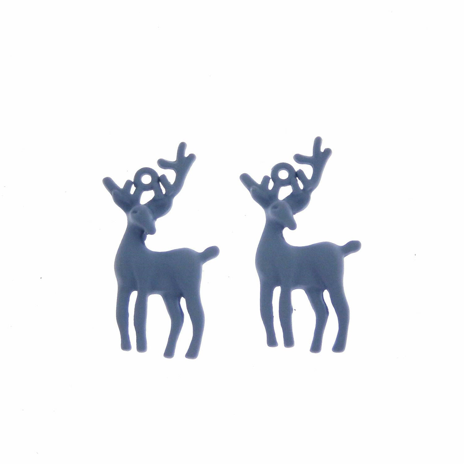 12 pcs Matte Alloy Charm Elk Blue Paint Christmas Reindeer Pendant Craft 14*29mm