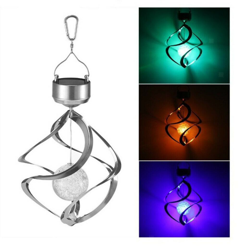 Solar Powered Wind Chimes LED Spinner Lamp Light Waterproof Holiday Decor