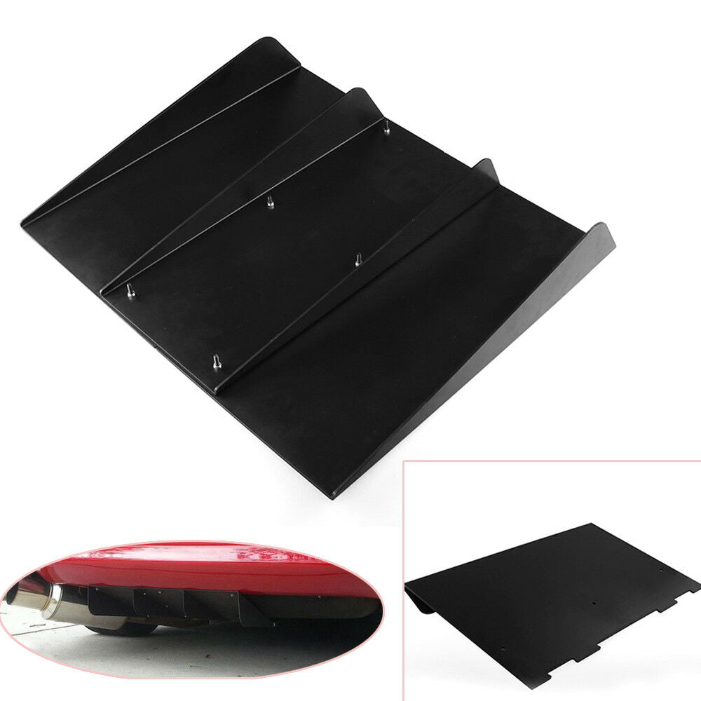 22''X19" ABS Textured Rear Bumper Center 4 Fins Curved Diffuser Fin Black Solid