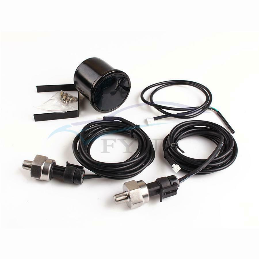 52mm Blue Air Pressure Gauge 12V 1/8NPT 2pc electrical pressure sensors  0~20Bar