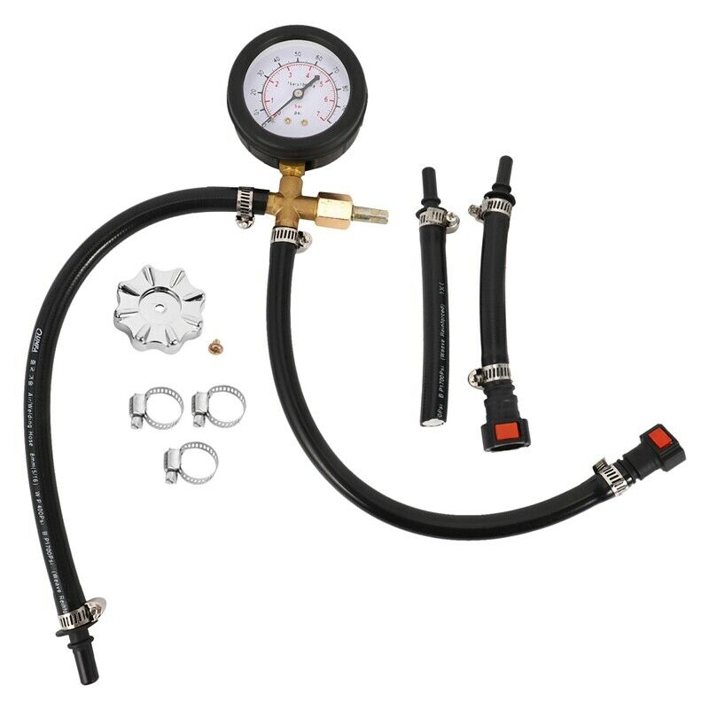 Connected Fuel Injection Pump Pressure Tester Gauge with Valve 0-100PSI O7K4K4