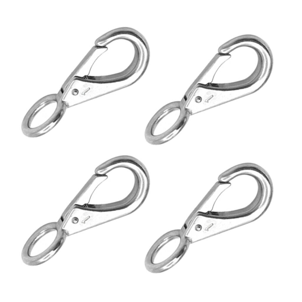 4pcs Marine Grade 316 Stainless Steel Spring Snap Hooks 71mm