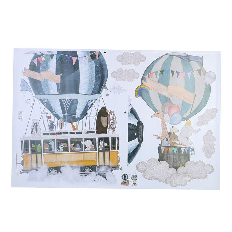 Cartoon Hot air balloon Wall Stickers animals Kindergarten room Wall Deca.l8