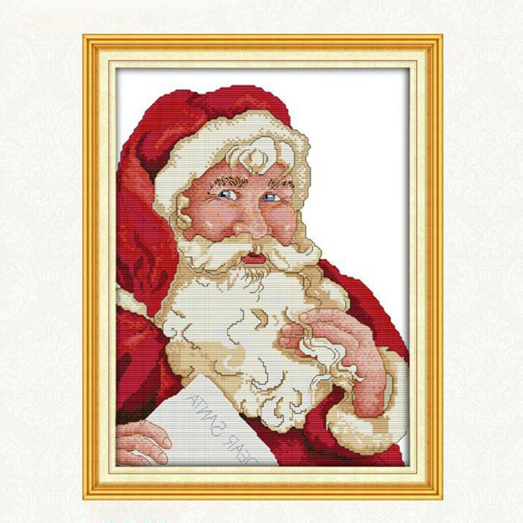 Santa Claus Pattern Stamped Cross Stitch Kit Needlework Craft 14CT 31x41cm