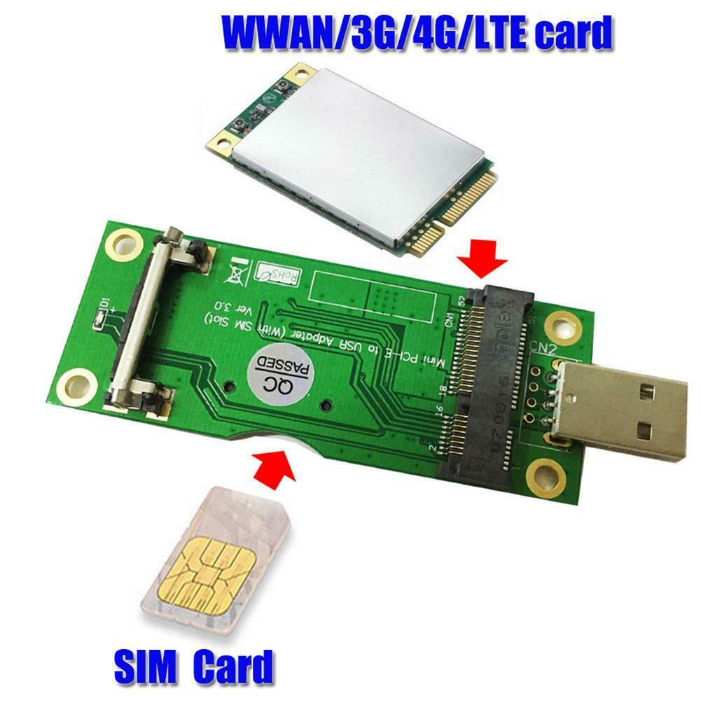 Mini Wireless PCI-E to USB Adapter with SIM 8Pin Card Slot for WWAN/LTE Module