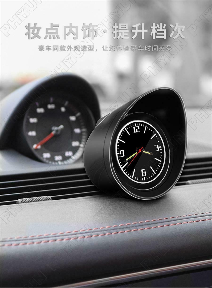 1x Black Car Interior Dashboard Clock Luminous Backlight Universal Accessories
