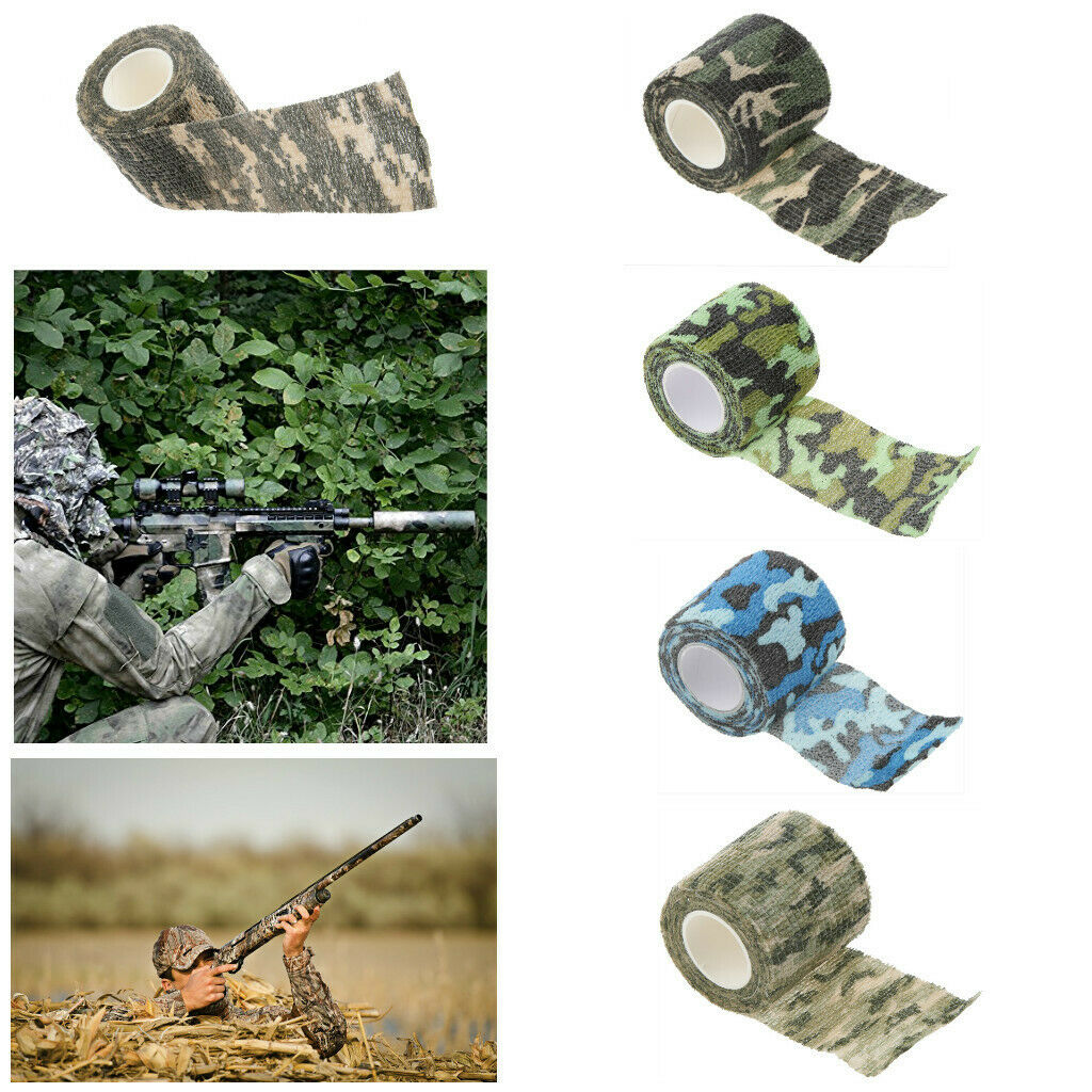 2Pcs Camouflage Tape Roll Hunting Shooting Stealth Wraps Cover Bandage 4.5m x