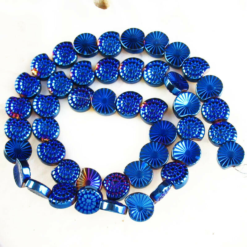 1 strand Carved Blue Hematite Snail Pendant Loose Bead 15.5 Inch 10x9x3mm A-42TS