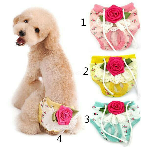 Pet Dog Puppy Female Sanitary Clothes Physiological Shorts Diaper Pink M
