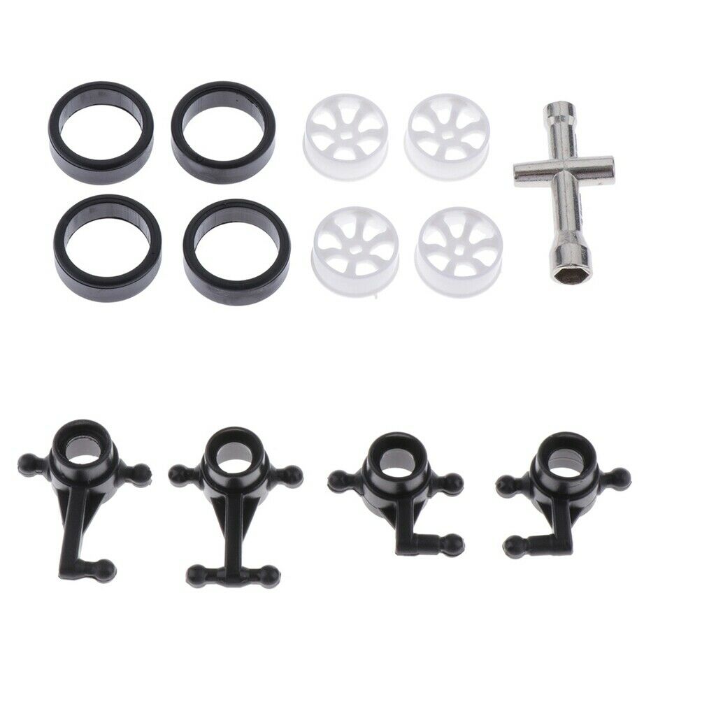 4 Pieces Tires & Wheel Rim w/ Steering Cups for Wltoys K969 1/28 Car Buggy