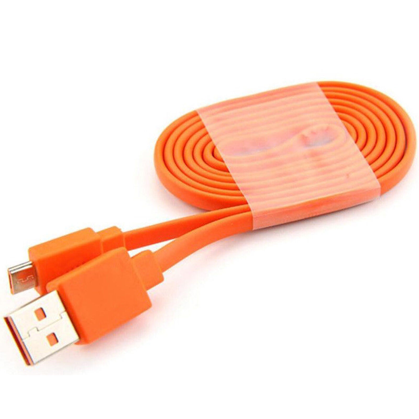 Micro USB Fast Charger Flat Cable Cord for JBL Flip 3 4 Pulse 2 Orange 1M/3 feet