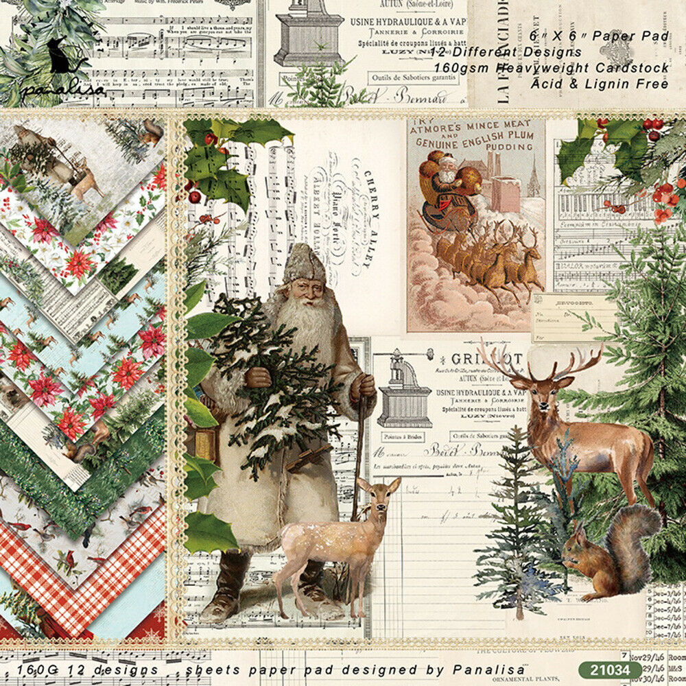 12X Paper Pad Christmas Tree Deer Scrapbooking Album Card Journal Diary Craft