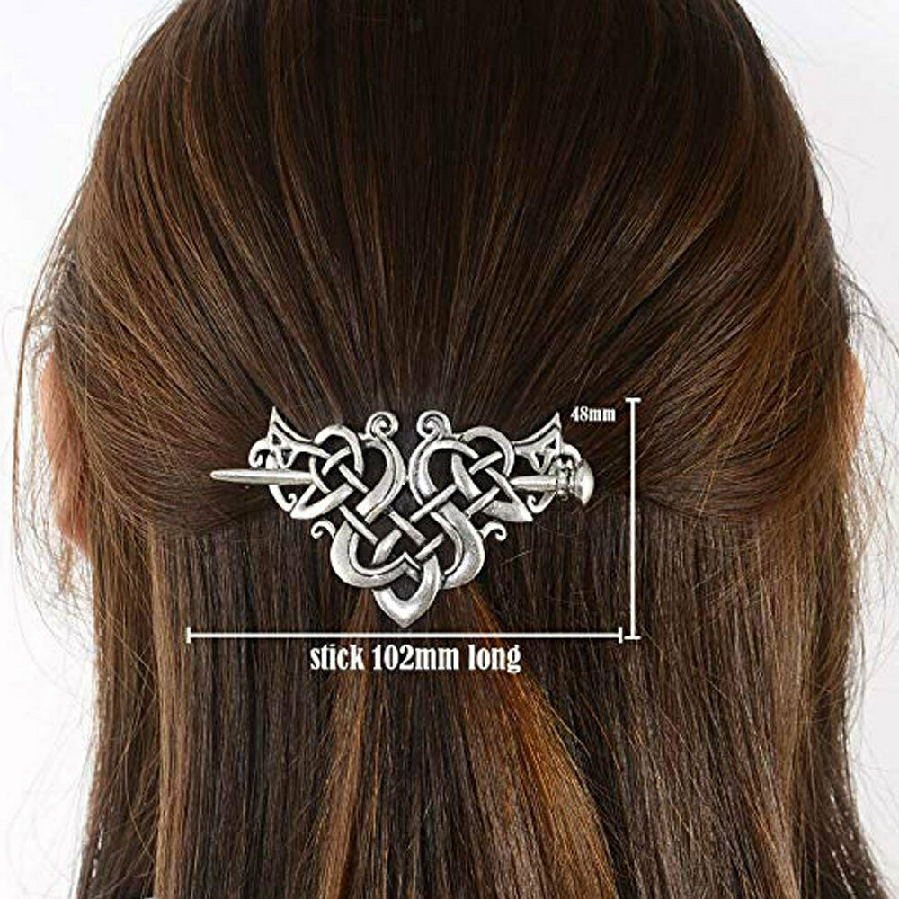 Exquisite Viking Celtic Hair Clip Women Alloy Stick Slide Hair Dress, Gift for
