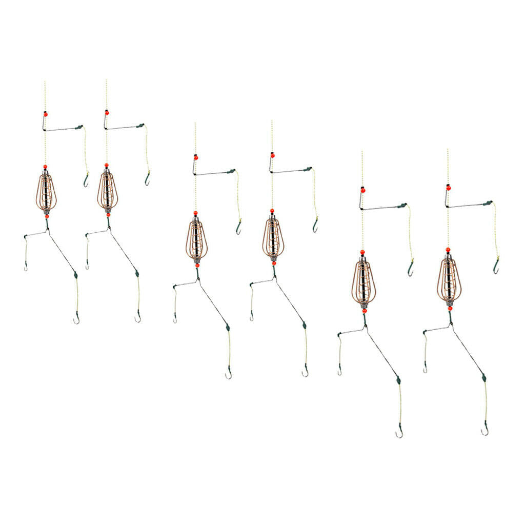 Set of 6 Spring Fishing Feeder Lead Feeders with Hooks 15/20/25g Lure Cage