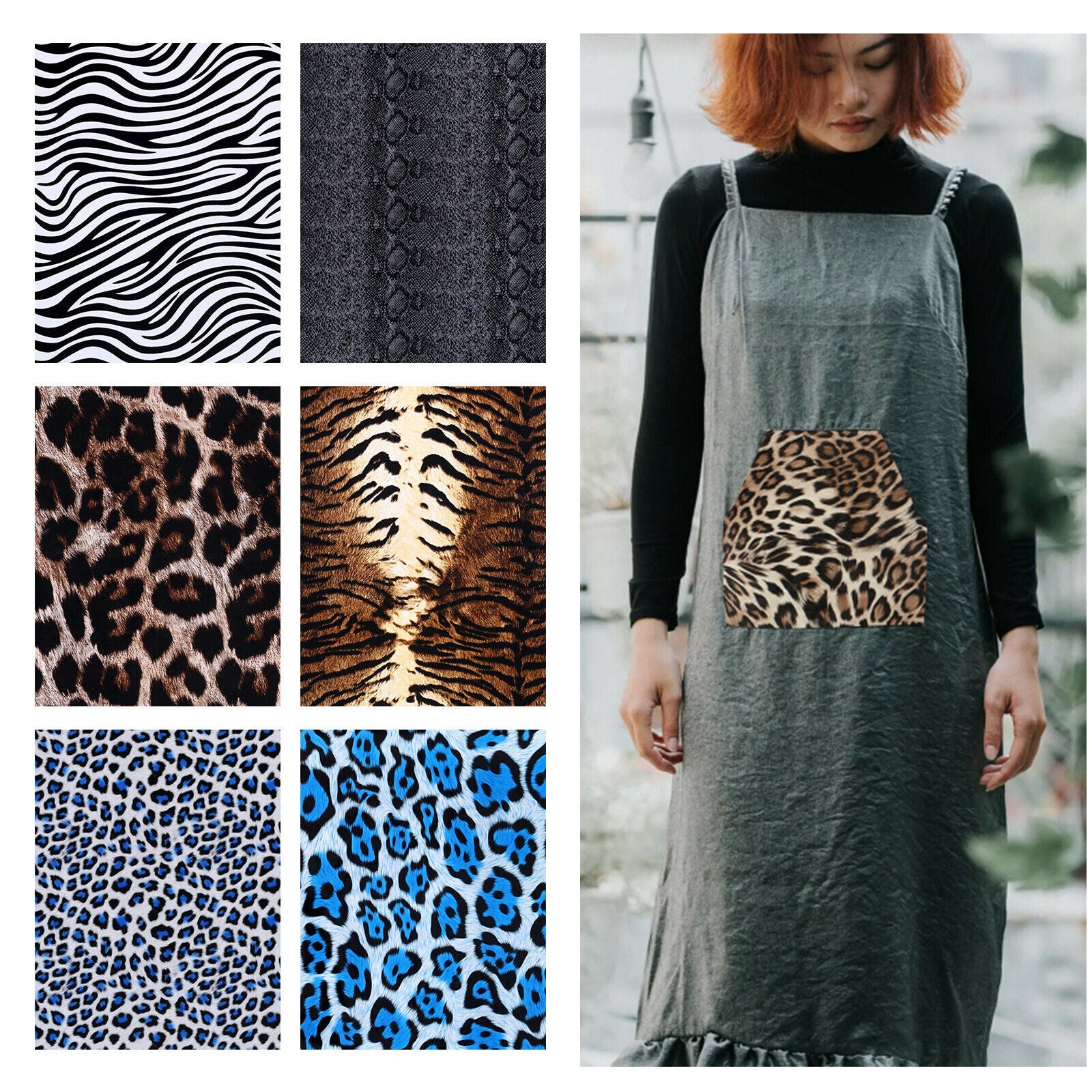 6Pcs Leopard Heat Transfer Vinyl Iron On HTV for DIY T Shirts Clothing Bag