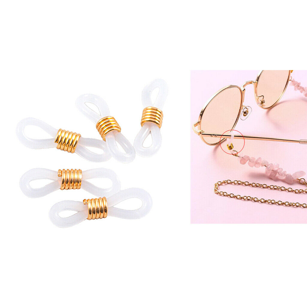 100Pc Rubber Connectors Ends Eyeglass Glasses Holder Repair Chain Cord Loop Ends