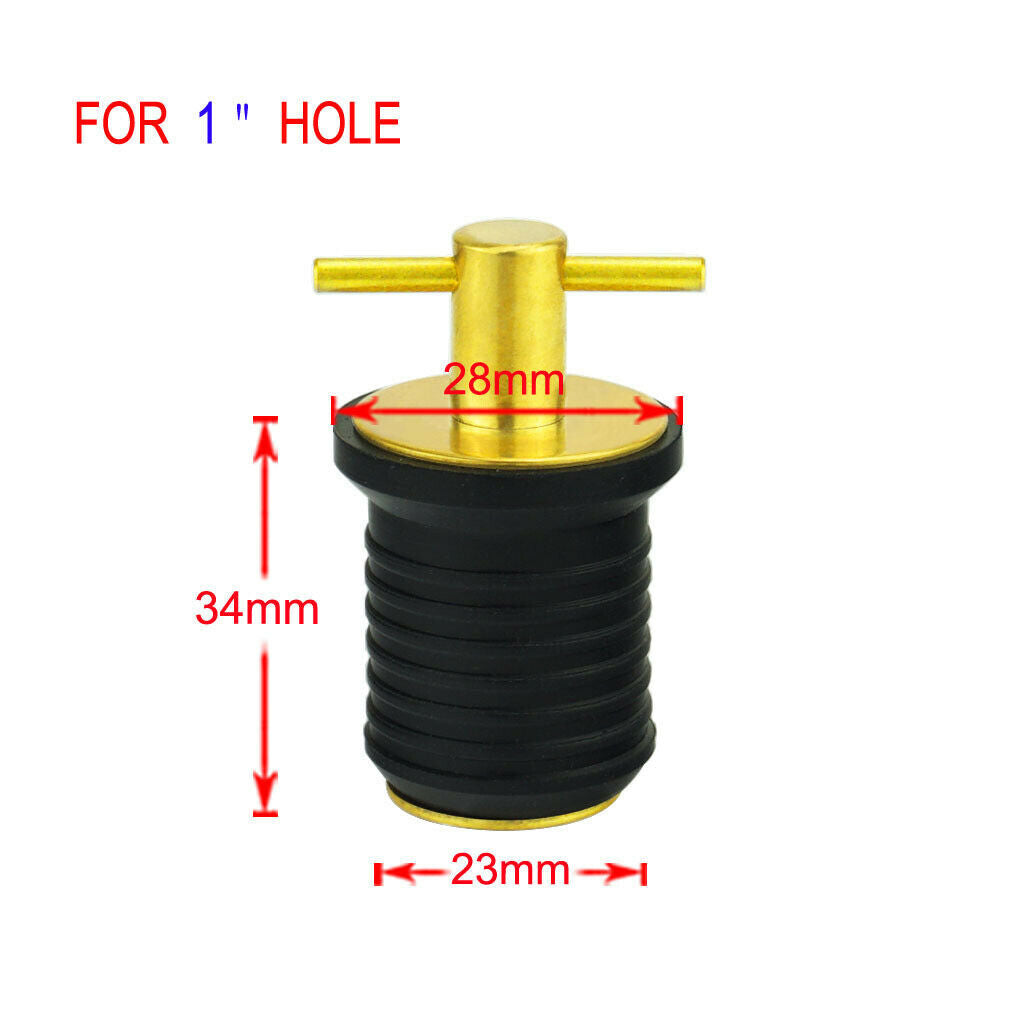 Brass Rubber 1inch Twist Turn Boat Drain Plug Heavy Duty Boat Hardware