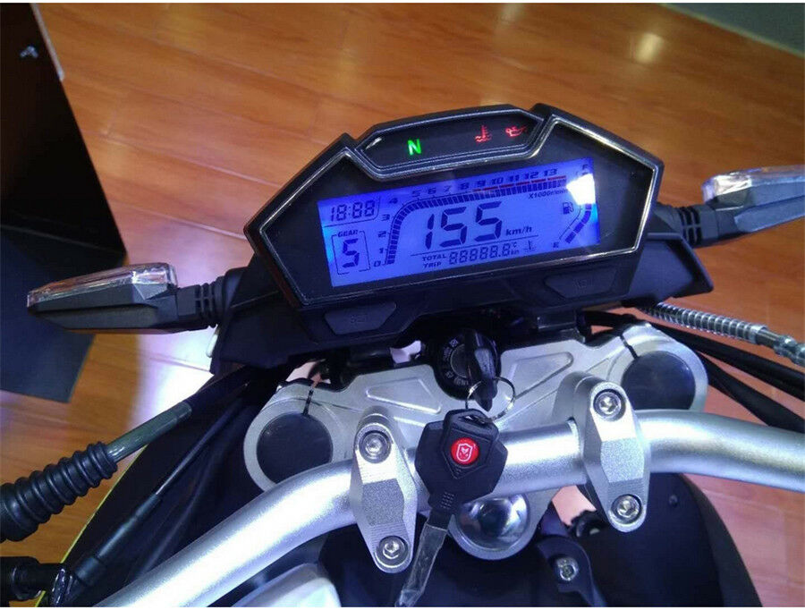 Multi-function ALL-IN-ONE LCD Motorcycle Instrument ODO RPM Temp Gear Fuel Gauge
