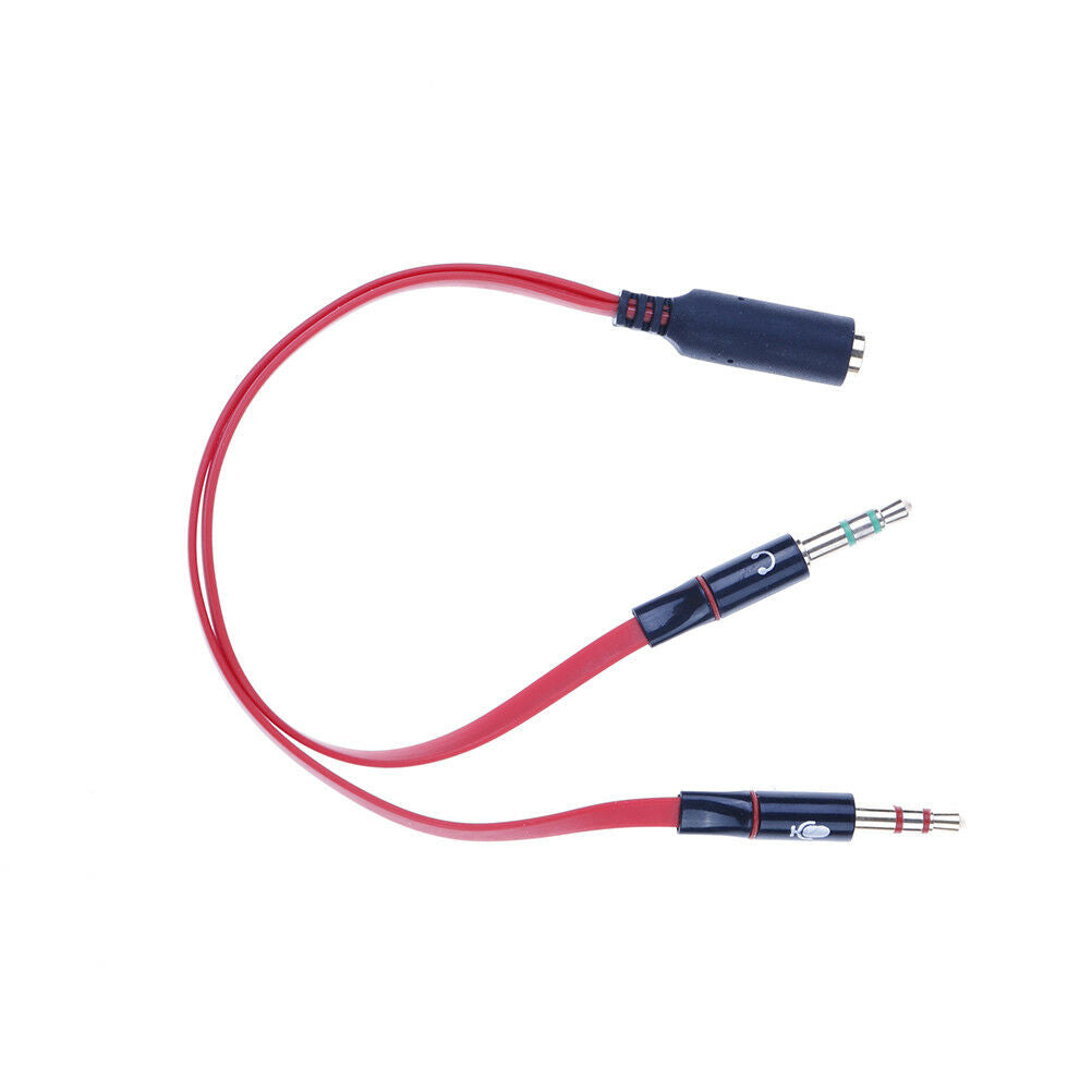 Y%Splitter 1 Female to 2 Male 3.5mm Mic Stereo Audio Adapter Audio Cable .l8