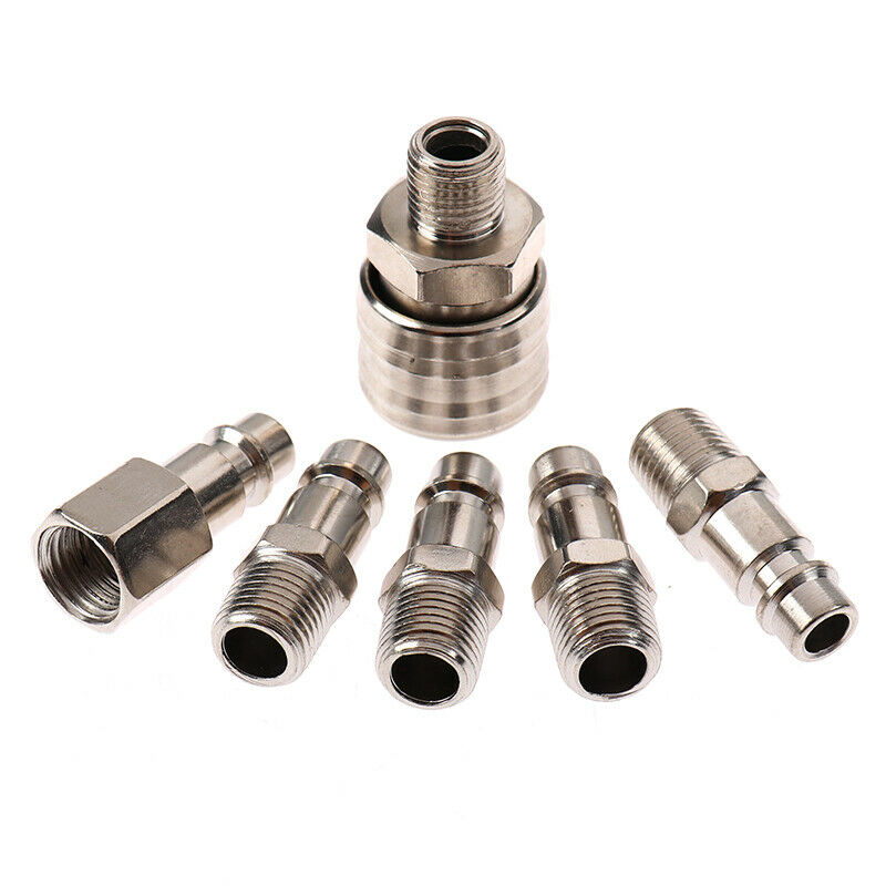 6Pcs EURO Air Line Hose Compressor Fitting Connector Quick Release Set 1/4"BDAU