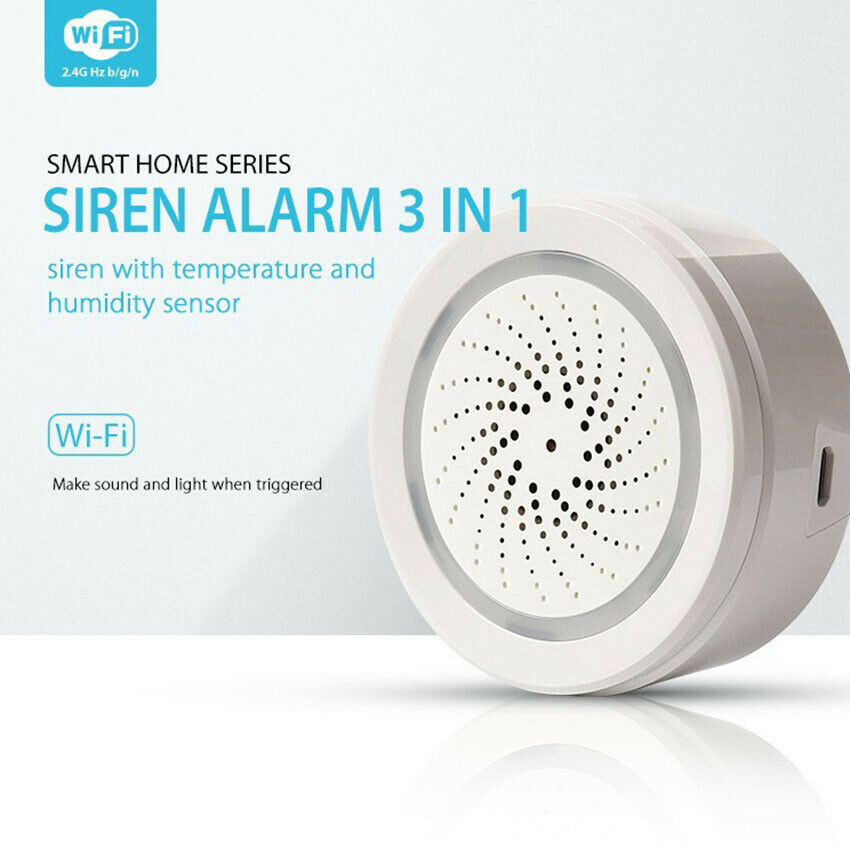 Useful 3in1 WiFi Temperature & Humidity Sensor with Siren Alarm for Alexa Google