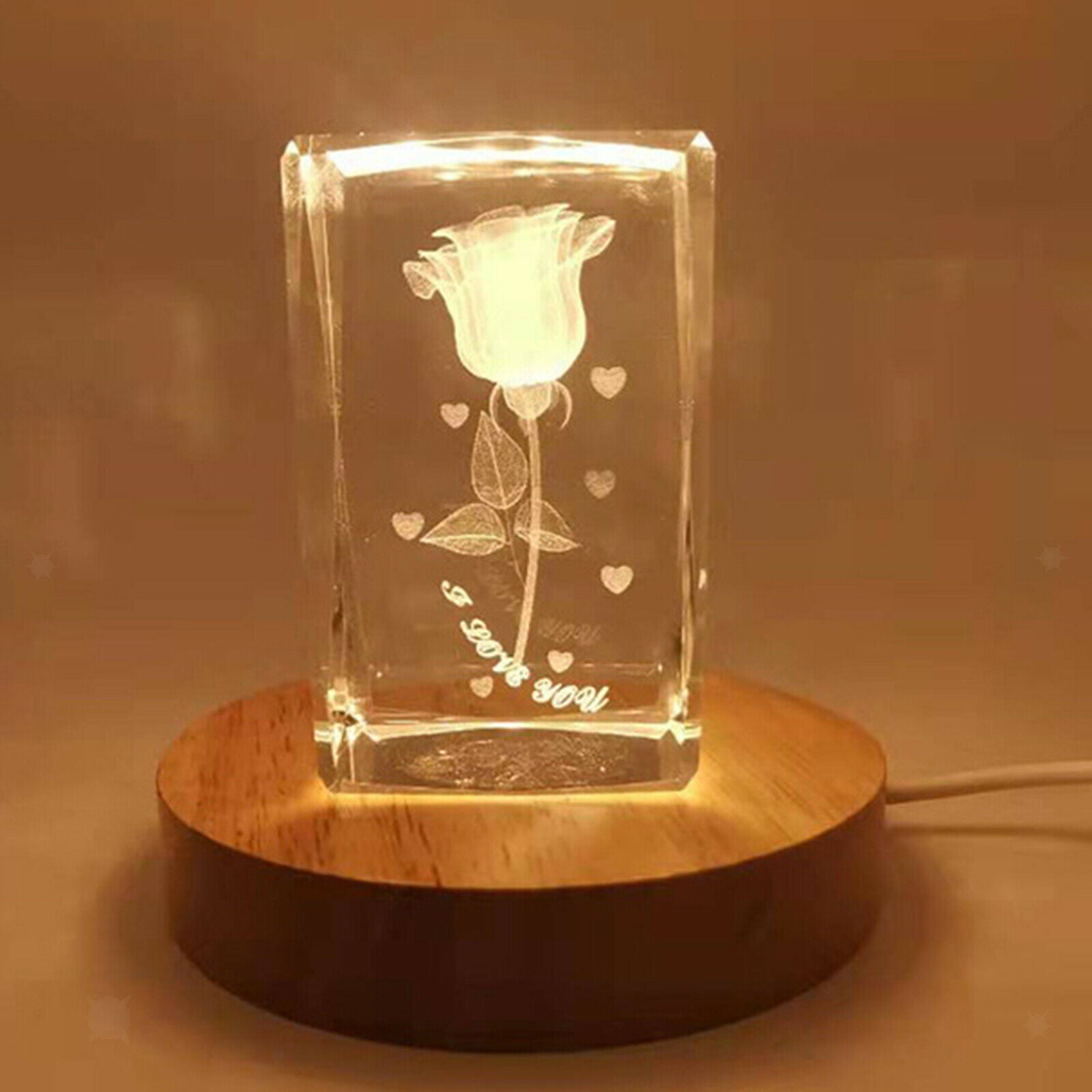 3 Colors Adjustable Wooden LED Light Display Base Stand for Crystal Ball