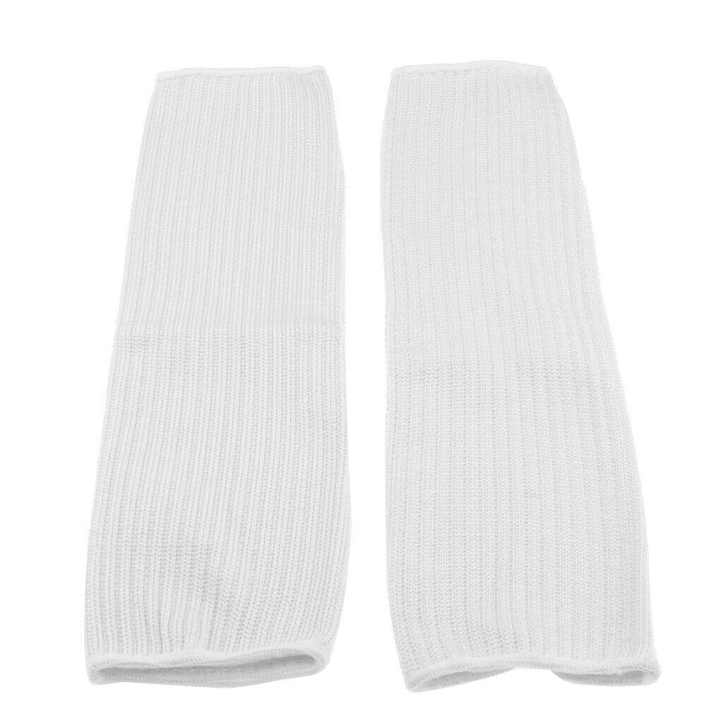 1 Pair White  Cut Proof Armband Protective Sleeve Arm Guard Bracers