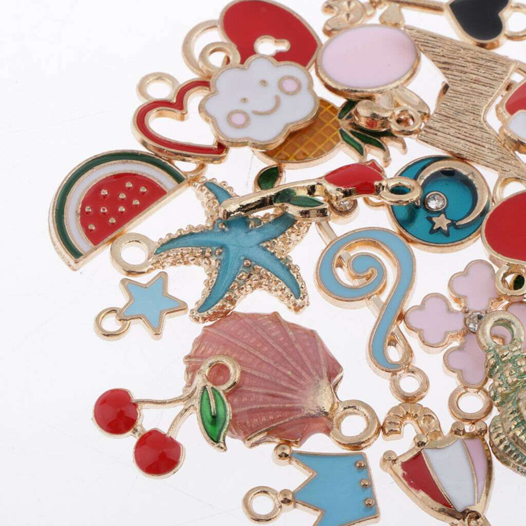 30x Enamel Pendant Assorted Cherry Pendant Charms DIY Jewelry Findings