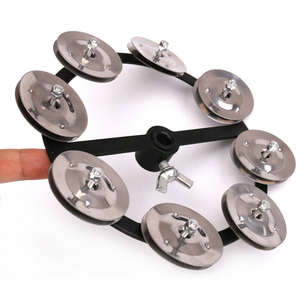 1pc Hi Hat Tambourine With Single Row Steel Jingles Musical Gift