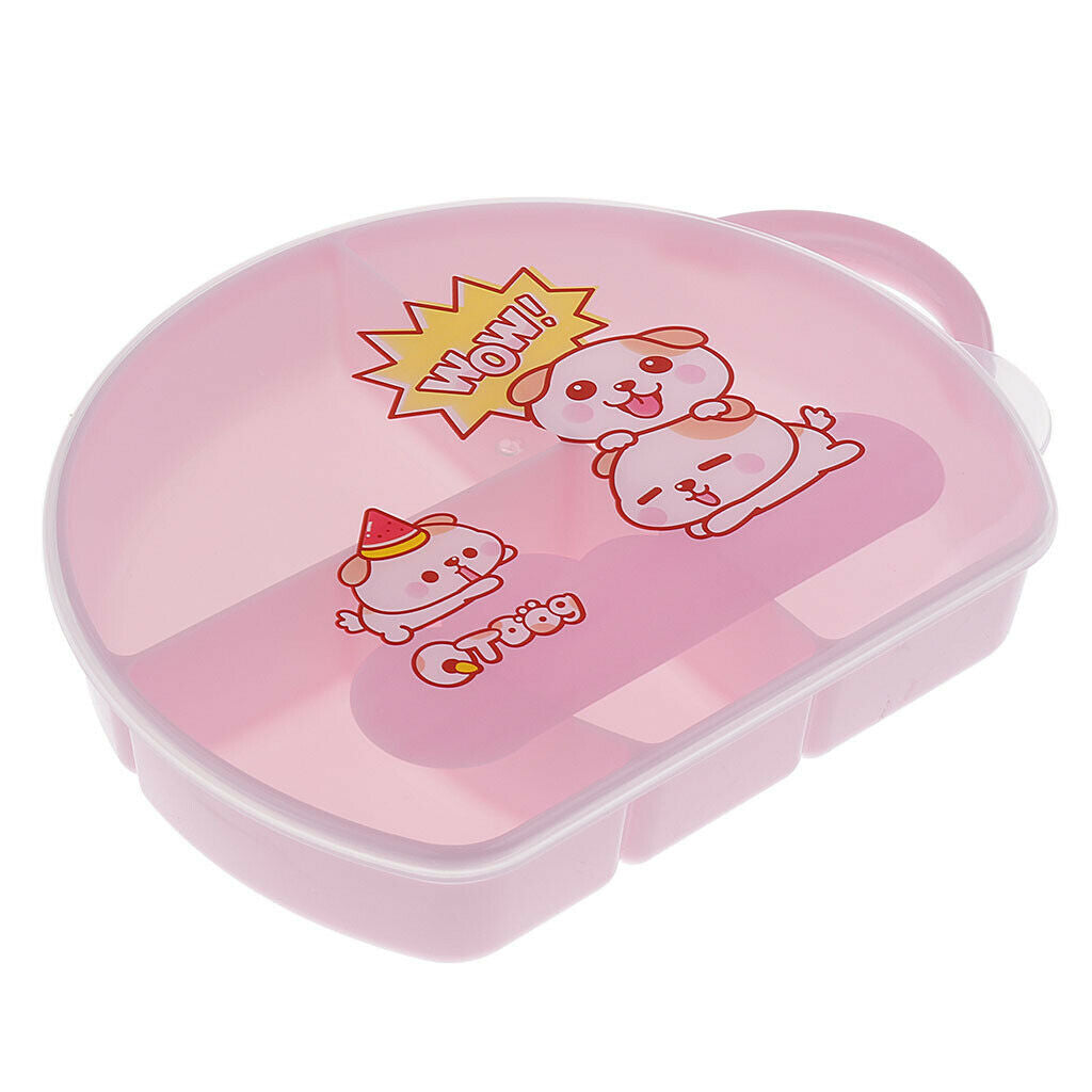 4 Compartment Divided Food Storage Container Boxes for Kids Pink