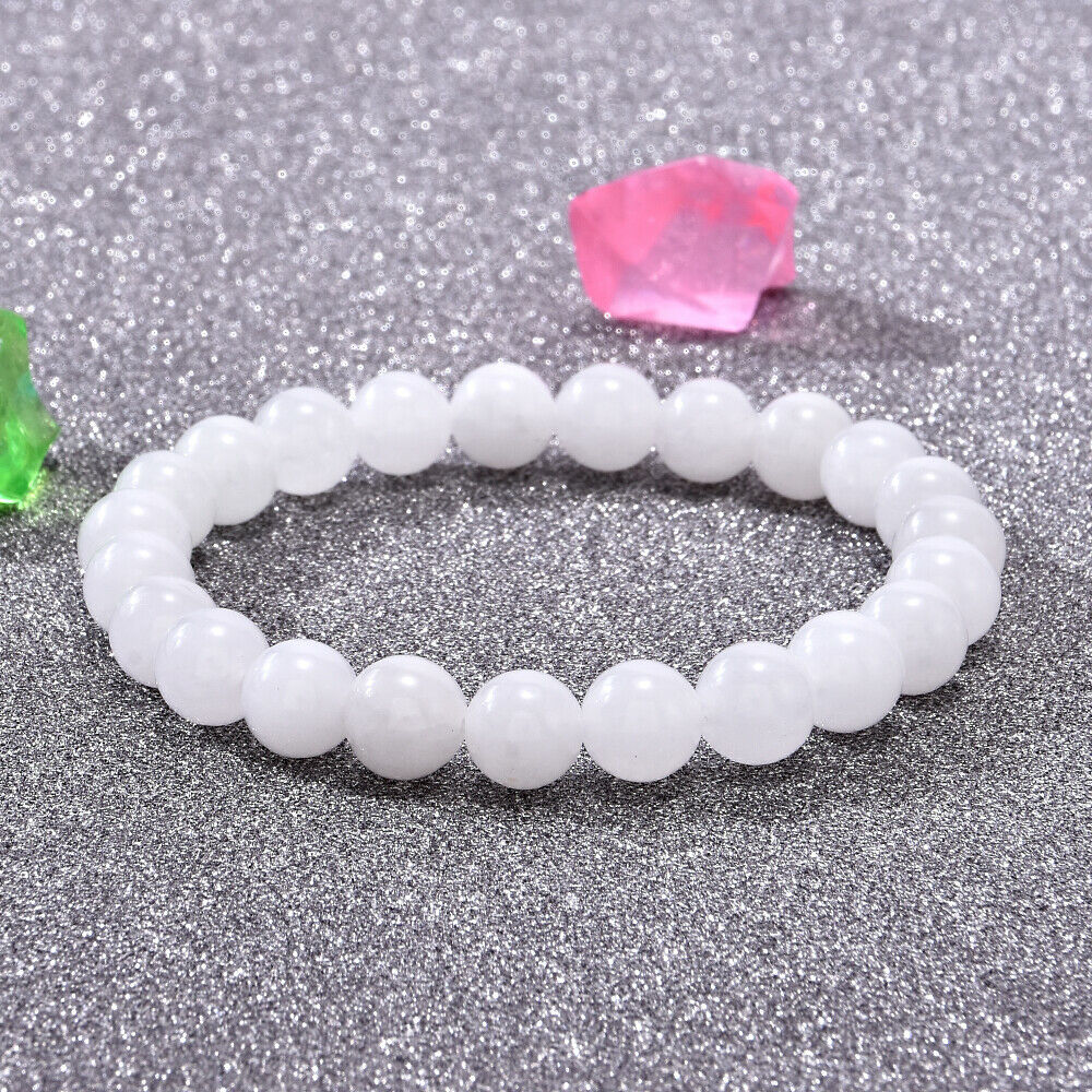 8mm Natural Selenite Handmade Mala Bracelet Spirituality Chakas Cuff Pray White