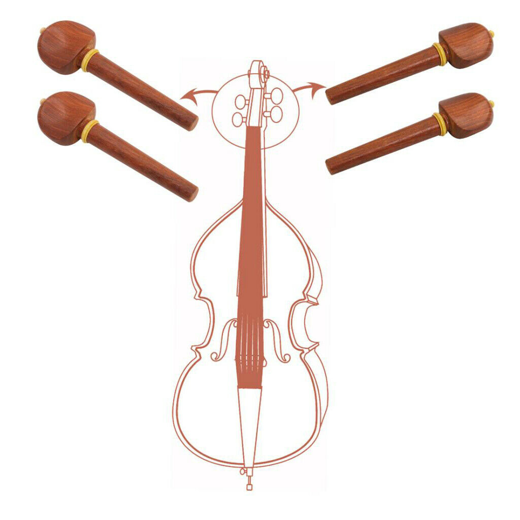 4 Pieces Stringed Instrument Cello Tuning Pegs Redwood Accessories