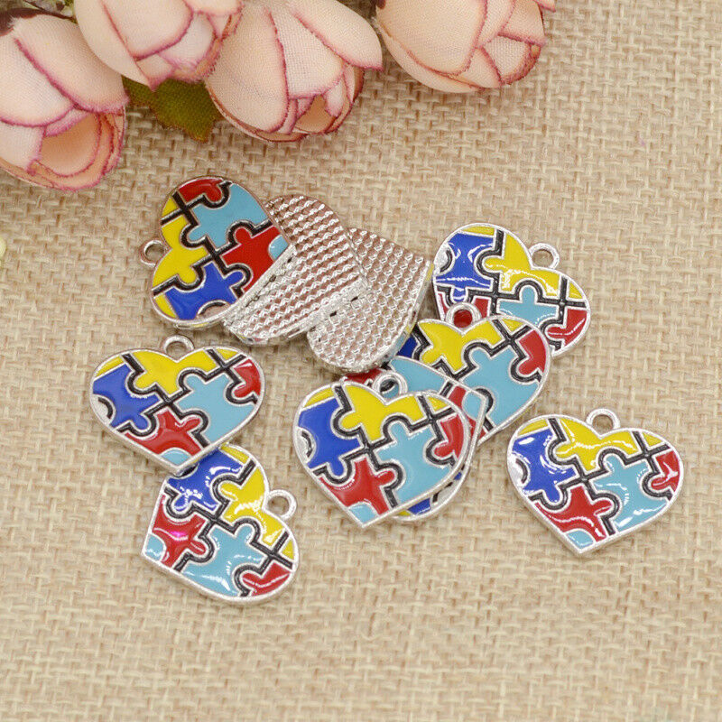 Heart Puzzle Design Pendant DIY Craft Necklace Jewelry Making Accessories New