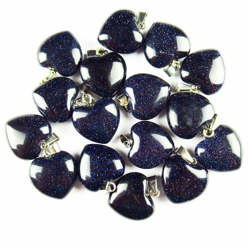 10pcs 26g Blue Sand Stone Heart Pendant Bead 16x16x6mm A-222SK
