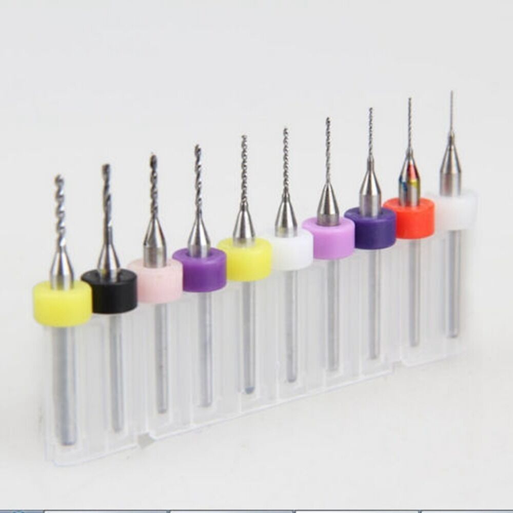 10pcs 0.3mm to 1.2mm Carbide PCB Micro Drill Bits Set CNC Engraving Dremel Tool