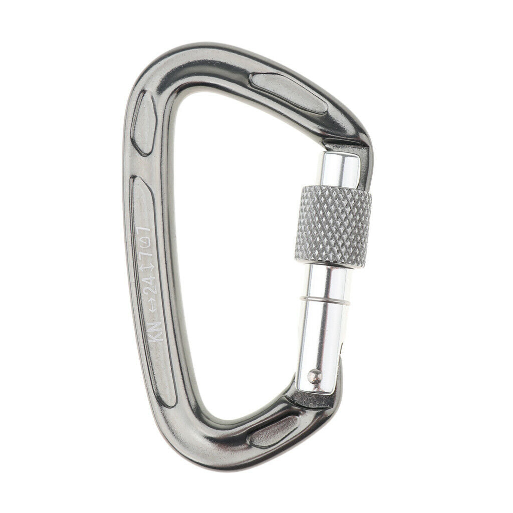 24KN Auto Locking Carabiner Hammock Carabiner Rappelling Climbing Buckle Grey