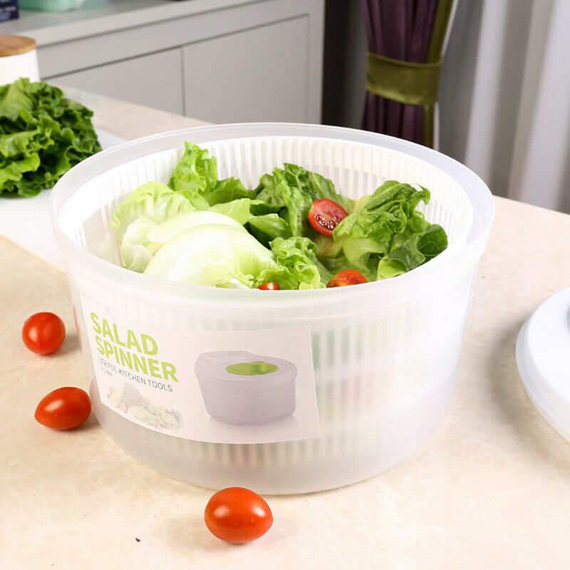 Plastic Large Salad Spinner Leaf Dryer Lettuce Veg Drainer Dressing Herb Wate TL