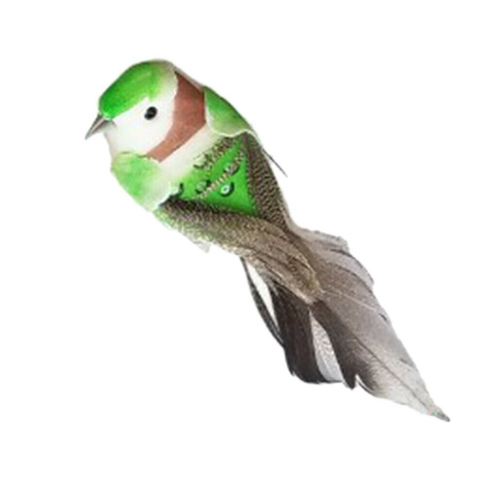 2pcs Colours Artificial Feathered Foam Birds Garden Home Decoration Green