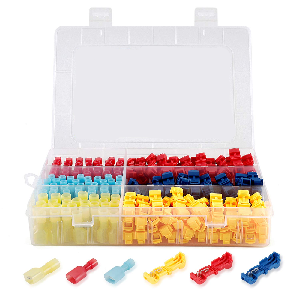 240Pcs 22-10 AWG Insulated T-Tap Quick Splice Combo Wire Terminal Connectors Kit