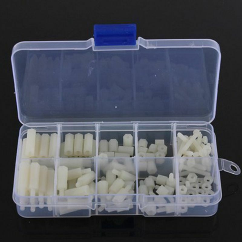 1case 120pcs Hex Spacers Screw Nut Stand-off Assortment Kit M3 Nylon Off-White
