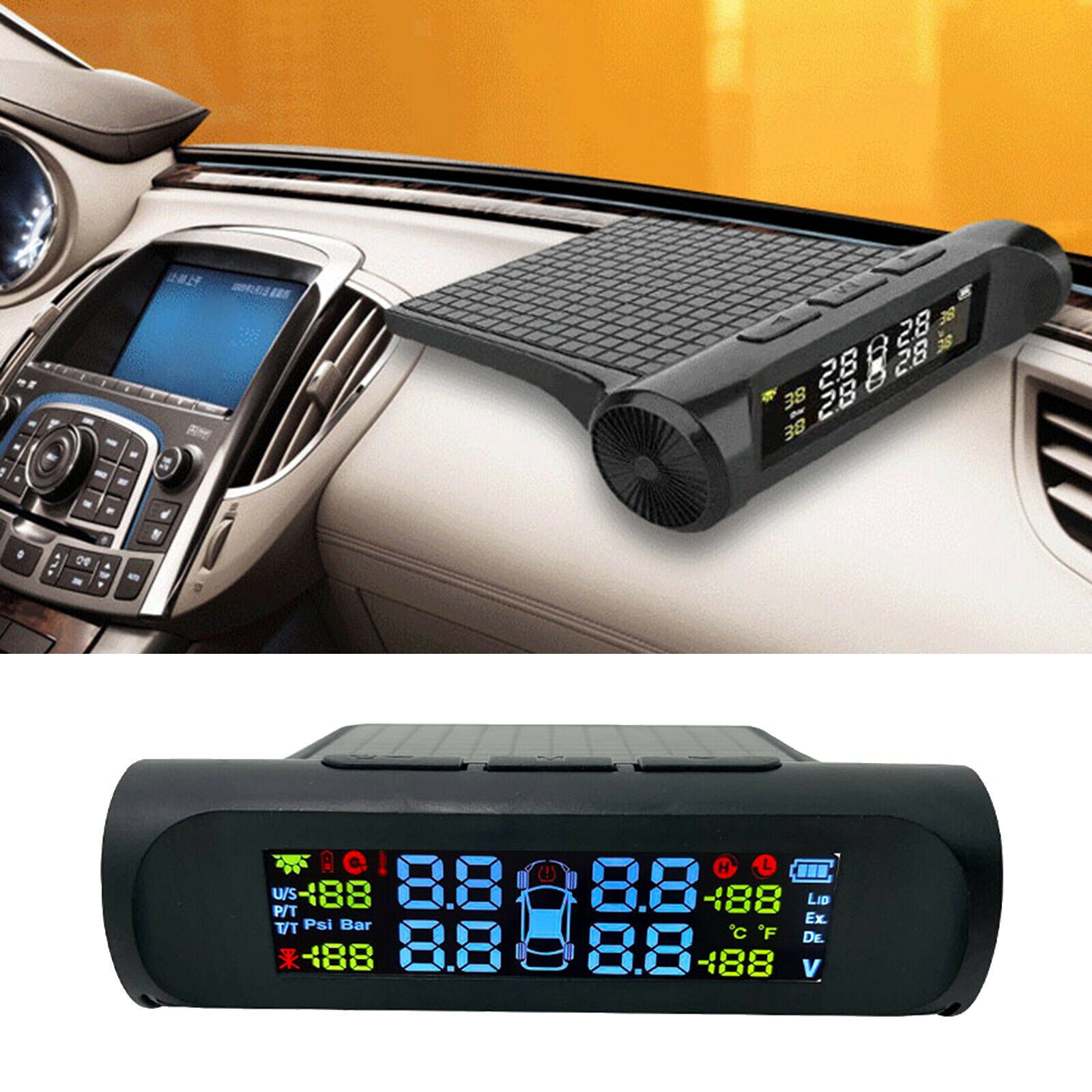 Car Tire Pressure Monitoring System + 4External Sensor Set LCD Display