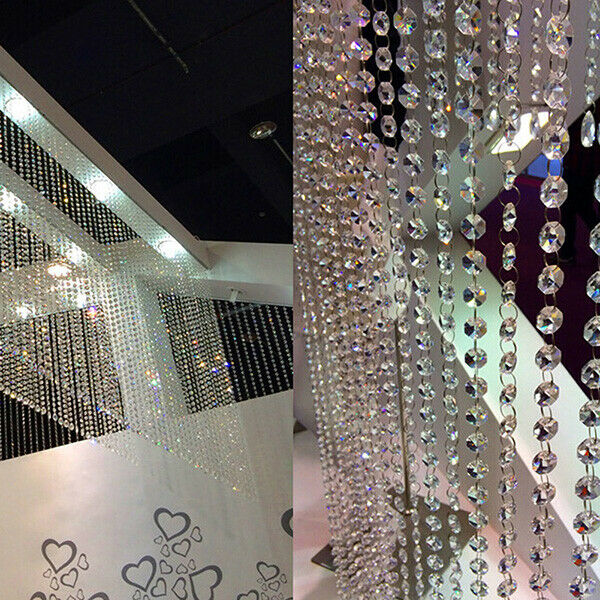 33Ft Beads Crystal String Curtain Bead Wall Panel Fringe Divider Room Door Decor